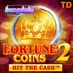 Giao diện trò chơi slot Fortune Coins 2 với phong cách cổ điển và các biểu tượng đồng xu vàng